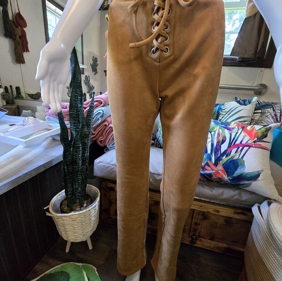 NWT! Faux Suede Laced Pants - Picture 2 of 10
